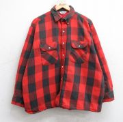 XL★古着 ファイブブラザー 長袖 ヘビー フランネル シャツ メンズ 80年代 80s 大きいサイズ コットン USA製 赤他 バッファロー チェック 内側キルティング【spe】 26jan13