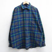 XL★古着 ギャップ GAP 長袖 ウール シャツ メンズ 90年代 90s 大きいサイズ グレー他 チェック【spe】 26jan16