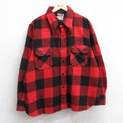 XL★古着 モンゴメリーワード 長袖 ウール シャツ メンズ 80年代 80s CPO 赤他 バッファロー チェック【spe】 26jan16