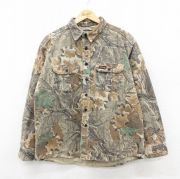 L★古着 長袖 ヘビー フランネル シャツ メンズ 90年代 90s USA製 茶他 迷彩【spe】 26feb07