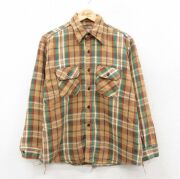 XL★古着 ファイブブラザー 長袖 ヘビー フランネル シャツ メンズ 80年代 80s ボロ USA製 薄茶他 チェック【spe】 26feb21