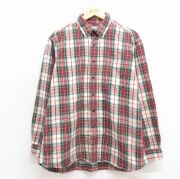 XL★古着 エルエルビーン 長袖 フランネル シャツ メンズ 00年代 00s コットン ボタンダウン 赤他 チェック【spe】 26mar03