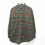 XL★古着 ラルフローレン 長袖 ブランド フランネル シャツ メンズ 90年代 90s 大きいサイズ ロング丈 コットン ボタンダウン 茶他 チェック【spe】 26mar19