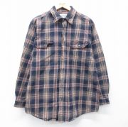 XL★古着 カーハート 長袖 フランネル シャツ メンズ ロング丈 コットン 濃紺他 チェック【spe】 26mar19