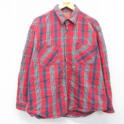 XL★古着 セントジョンズベイ 長袖 ヘビー フランネル シャツ メンズ 90年代 90s 大きいサイズ コットン USA製　赤他 チェック【spe】 26mar30