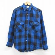 M★古着 セントジョンズベイ 長袖 ヘビー フランネル シャツ メンズ 90年代 90s コットン 青他 バッファロー チェック【spe】 26apr01