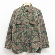 M★古着 ウールリッチ 長袖 フランネル シャツ メンズ 90年代 90s ダックハンターカモ コットン USA製 茶 迷彩【spe】 26apr10