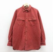 XL★古着 エルエルビーン 長袖 ヘビー フランネル シャツ メンズ 00年代 00s 大きいサイズ ロング丈 コットン エンジ 内側ネイティブ柄【spe】 26apr15