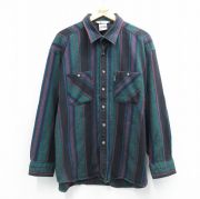 XL★古着 カーハート 長袖 ヘビー フランネル シャツ メンズ 90年代 90s 大きいサイズ コットン グリーン他 ストライプ【spe】 26may13