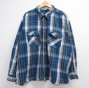 XL★古着 ファイブブラザー 長袖 ヘビー フランネル シャツ メンズ 90年代 90s 大きいサイズ コットン ネイビー チェック【spe】 26jun16