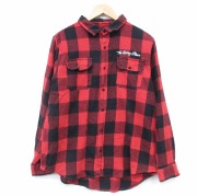 L★古着 長袖 ロック バンド フランネル シャツ メンズ ローリングストーンズ 赤他 チェック【spe】 26feb07