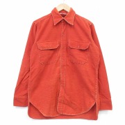 L★古着 ウールリッチ 長袖 ヘビー フランネル シャツ メンズ 80年代 80s コットン オレンジ【spe】 26mar10