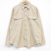 XL★古着 ウールリッチ 長袖 ヘビー フランネル シャツ メンズ 大きいサイズ コットン USA製 ベージュ【spe】 26mar10