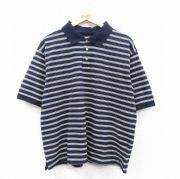 XL★古着 ベーシックエディションズ 半袖 ポロ シャツ メンズ 90年代 90s 鹿の子 コットン 紺他 ネイビー 【spe】 25jul22 中古 トップス