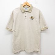XL★古着 半袖 ポロ シャツ メンズ ディズニー DISNEY ミッキー MICKEY MOUSE コットン 薄ベージュ カーキ 【spe】 25jul23 中古 トップス