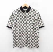 XL★古着 セントジョンズベイ 半袖 ポロ シャツ メンズ 00年代 00s ゴルフ コットン ベージュ他 カーキ チェック 【spe】 25aug20 中古 トップス