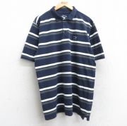 XL★古着 半袖 ポロ シャツ メンズ The Black Dog ワンポイントロゴ 鹿の子 コットン 紺他 ネイビー ボーダー 【spe】 25aug22 中古 トップス