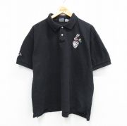 XL★古着 半袖 ポロ シャツ メンズ ルーニーテューンズ LOONEY TUNES バッグスバニー 鹿の子 大きいサイズ コットン 黒 ブラック 【spe】 25sep02 中古 トップス