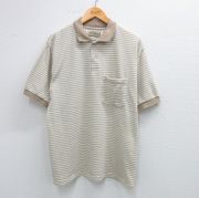 XL★古着 セントジョンズベイ 半袖 ポロ シャツ メンズ 90年代 90s USA製 ベージュ他 カーキ ボーダー 【spe】 25sep03 中古 トップス