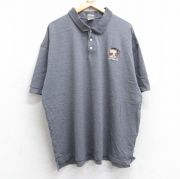 XL★古着 半袖 ポロ シャツ メンズ 00年代 00s ルーニーテューンズ LOONEY TUNES タズ 大きいサイズ コットン 濃グレー 霜降り 【spe】 25sep06 中古 トップス
