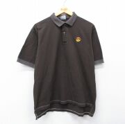 XL★古着 半袖 ポロ シャツ メンズ 90年代 90s ハードロックカフェ マウイ 鹿の子 コットン USA製 茶【spe】 26apr17