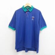 古着通販 L☆古着 半袖 ポロ シャツ メンズ 90年代 90s SUPERDANCE ブルー