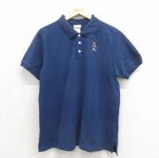 XL★古着 半袖 ポロ シャツ メンズ 00年代 00s ディズニー ミッキー 鹿の子 コットン ネイビー【spe】 26may19