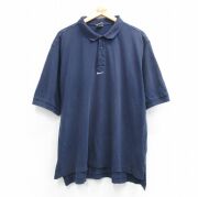 XL★古着 ナイキ NIKE 半袖 ポロ シャツ メンズ 00年代 00s ワンポイントロゴ 鹿の子 大きいサイズ コットン ネイビー【spe】 26jun08