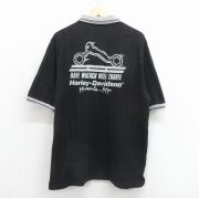 ハーレーダビッドソン 90s 半袖ポロシャツ バイク ブラック メンズXL相当 | 古着