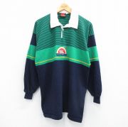 L★古着 カンタベリー 長袖 ラガー シャツ メンズ 90年代 90s 太陽 ロング丈 開襟 オープンカラー オーストラリア製 紺他 ネイビー 【spe】 25sep01 中古 トップス