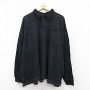 XL★古着 フブ FUBU 長袖 ラガー シャツ メンズ ビッグロゴ 刺繍 大きいサイズ 黒 ブラック 【spe】 25sep08 中古 トップス