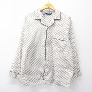 L★古着 マンハッタン 長袖 パジャマ シャツ メンズ 80年代 80s 総柄 開襟 オープンカラー USA製 白他 ホワイト 【spe】 25sep08 中古 トップス