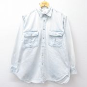 L★古着 Wear Guard 長袖 シャツ メンズ コットン 薄紺 ネイビー デニム 【spe】 25sep13 中古 トップス