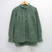 XL★古着 カベラス 長袖 シャツ メンズ 00年代 00s コーデュロイ 大きいサイズ コットン ボタンダウン 緑系 グリーン 【spe】 25oct08 中古 トップス