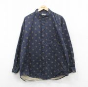XL★古着 ビューグルボーイ 長袖 シャツ メンズ 00年代 00s 総柄 コットン ボタンダウン 紺他 ネイビー 【spe】 25oct17 中古 トップス
