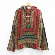 L★古着 長袖 メキシカン パーカー メンズ 90年代 90s コットン 黄他 イエロー 【spe】 25oct21 中古 トップス