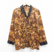 M★古着 マンシングウェア 長袖 パジャマ シャツ メンズ 70年代 70s 総柄 こげ茶 ブラウン 【spe】 25oct29 中古 トップス