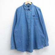 XL★古着 長袖 シャツ メンズ Select Build 大きいサイズ ロング丈 コットン ボタンダウン 紺 ネイビー デニム 【spe】 25oct31 中古 トップス