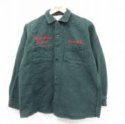 M★古着 長袖 シャツ メンズ 80年代 80s Firestone 刺繍 緑【spe】 25nov17
