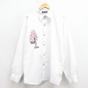 L★古着 長袖 シャツ メンズ カクテル 刺繍 白【spe】 25dec11
