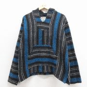 L★古着 長袖 メキシカン パーカー メンズ メキシコ製 青 ストライプ【spe】 25dec11