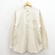 L★古着 セントジョンズベイ 長袖 シャツ メンズ 90年代 90s ノーカラー コットン ベージュ【spe】 26jan17