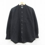 XL★古着 ペリーエリス 長袖 シャツ メンズ 90年代 90s コットン ノーカラー 黒【spe】 26jan30