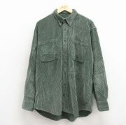 XL★古着 カベラス 長袖 シャツ メンズ 00年代 00s コーデュロイ 大きいサイズ ロング丈 コットン 緑【spe】 26jan31