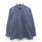 XL★古着 TRADER BAY 長袖 シャツ メンズ 00年代 00s コットン ボタンダウン 紺他 チェック【spe】 26feb05