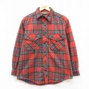 L★古着 EMS 長袖 フリース シャツ メンズ 90年代 90s USA製 赤系他 チェック【spe】 26feb06
