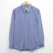 XL★古着 ロンドンフォグ 長袖 シャツ メンズ 90年代 90s 大きいサイズ ボタンダウン 薄紺他 ストライプ【spe】 26feb10