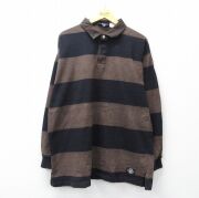 XL★古着 ウールリッチ 長袖 ラガー シャツ メンズ 90年代 90s コットン 茶他 ボーダー【spe】 26feb25