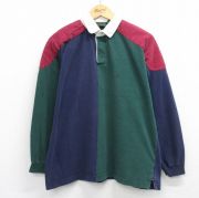 XL★古着 長袖 ラガー シャツ メンズ マルチカラー クレイジーパターン ヒジ当て コットン 緑他【spe】 26feb27