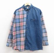 XL★古着 ダックスバック 長袖 シャツ メンズ コットン ボタンダウン 紺 デニム【spe】 26feb27